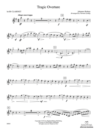 Tragic Overture: 1st B-flat Clarinet