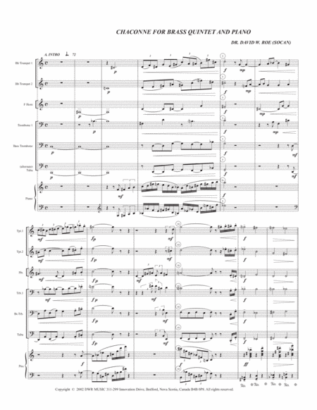 Chaconne for Brass Quintet and Piano