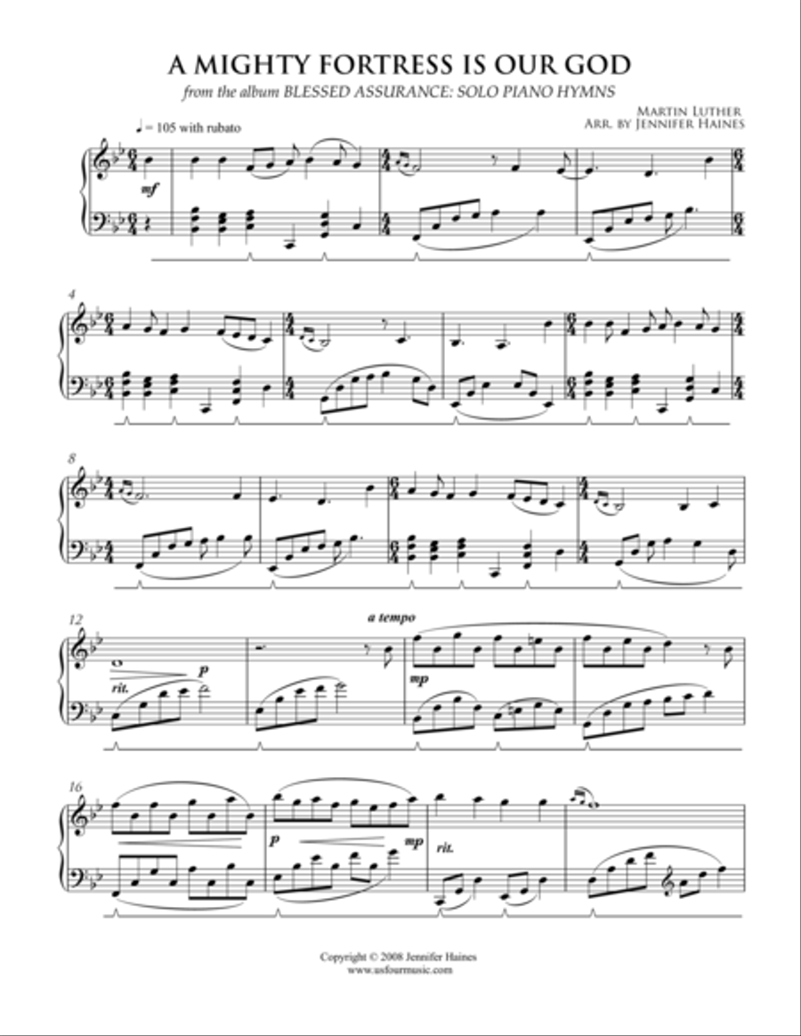 A Mighty Fortress Is Our God Piano Solo scores gallery preview page 1