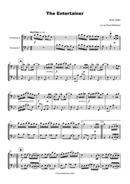The Entertainer by Scott Joplin, Trombone Duet image number null