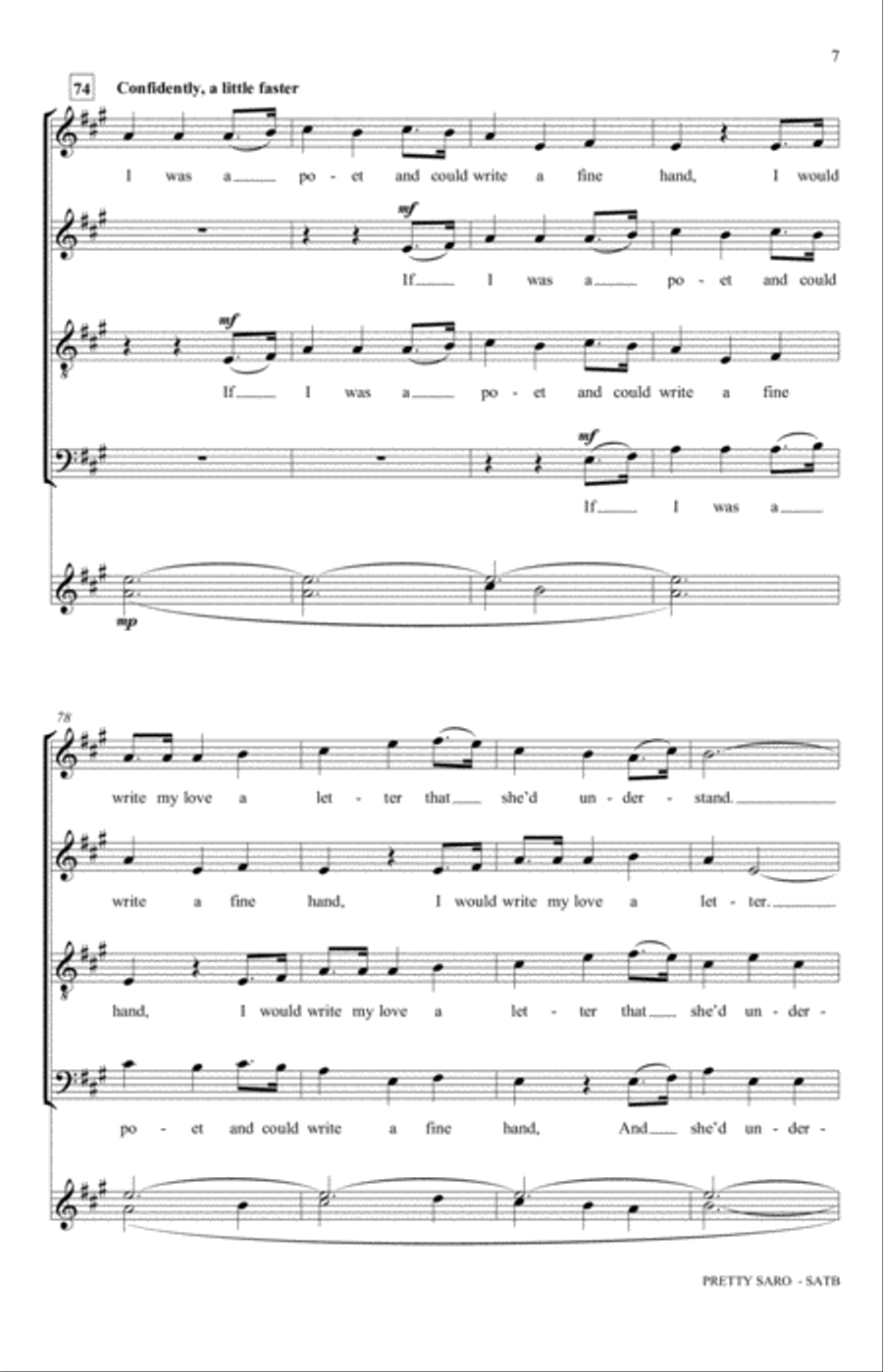 Pretty Saro (No. 2 from Appalachian Stories) 4-Part scores gallery preview page 7