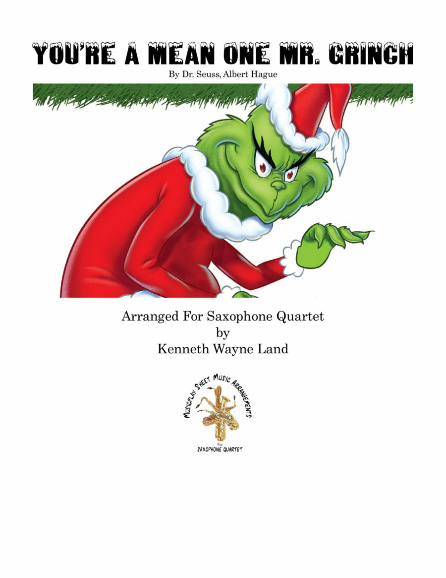 You're A Mean One, Mr. Grinch Saxophone Quartet scores gallery preview page 1