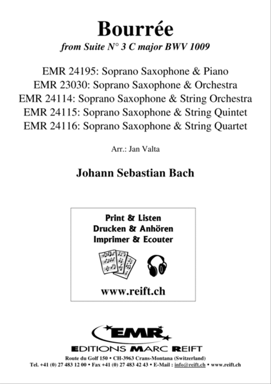 Bourree Soprano Saxophone scores gallery preview page 1