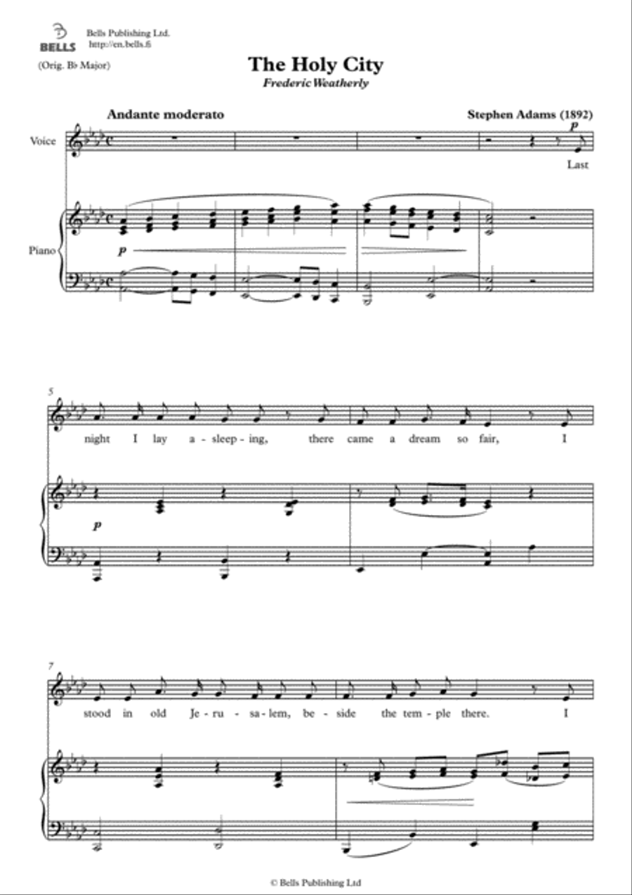 The Holy City (A-flat Major) Voice Solo scores gallery preview page 1