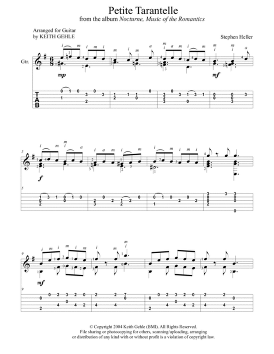 "Prelude and Petite Tarantelle" for solo classical fingerstyle guitar (+TAB) image number null