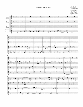 Canzona, BWV 588 (arrangement for 4 recorders)