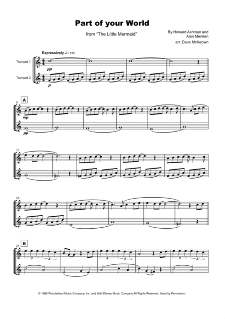 Part Of Your World Trumpet Duet scores gallery preview page 2