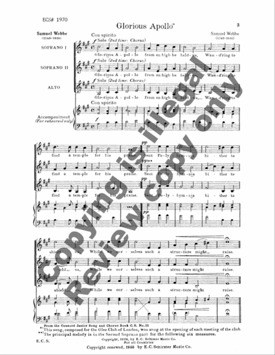 Glorious Apollo Glorious Apollo SSA scores gallery preview page 3