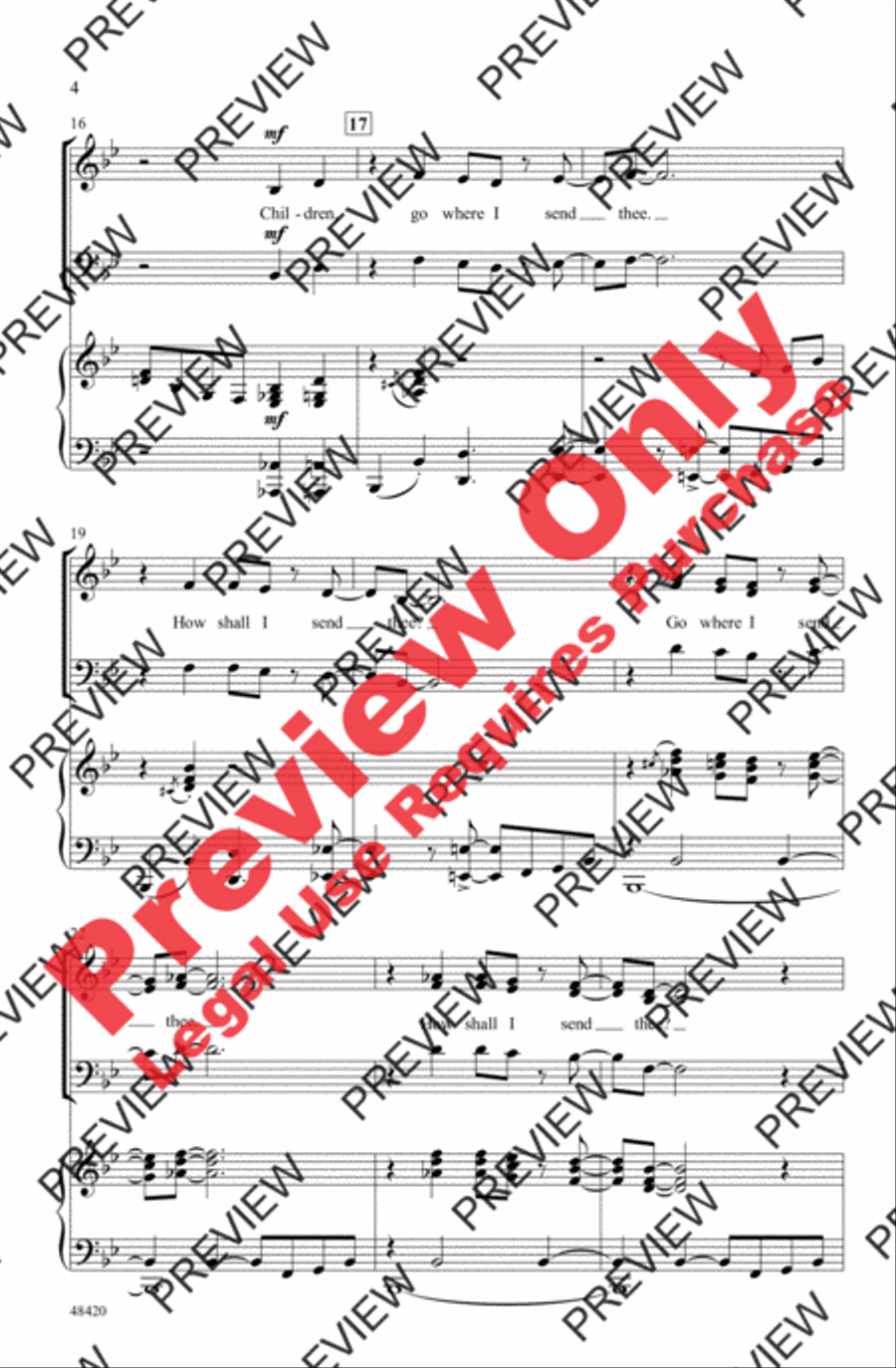 Children, Go Where I Send Thee 3-Part scores gallery preview page 4