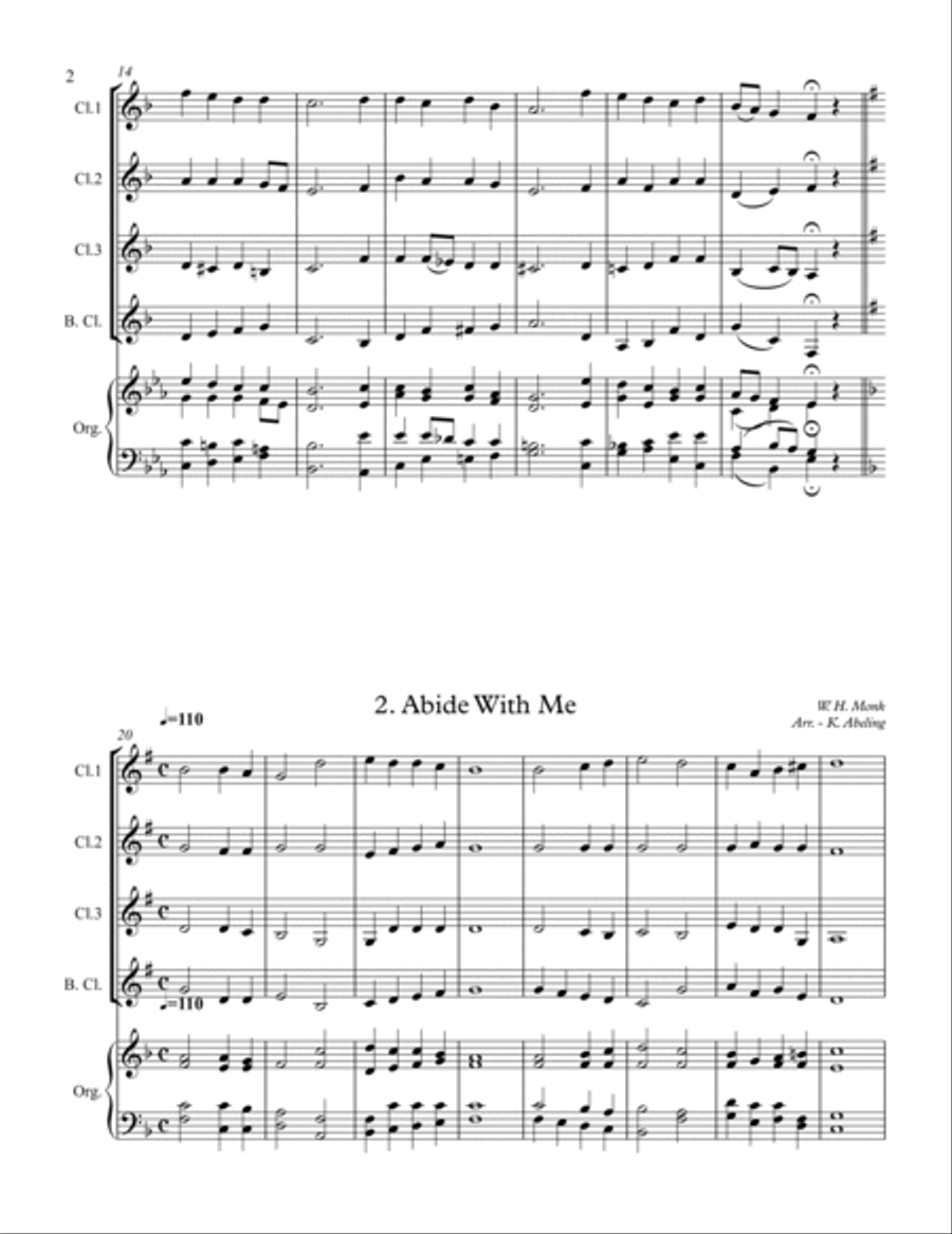40 Beloved Christian Hymns Volume I (for Clarinet Quartet and optional Organ) Clarinet Quartet scores gallery preview page 3