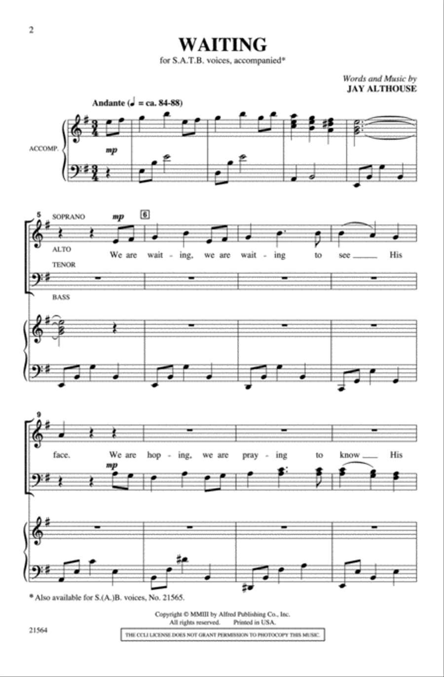Waiting Waiting 4-Part scores gallery preview page 8