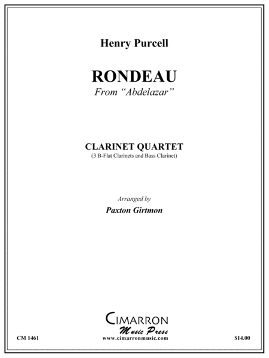 Rondeau from Abdelazar Clarinet Quartet scores gallery preview page 1