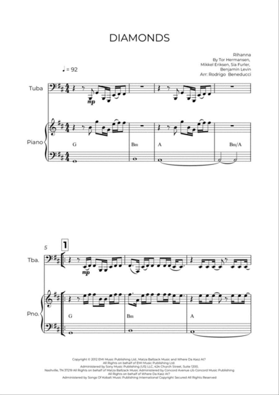 Diamonds Piano scores gallery preview page 2
