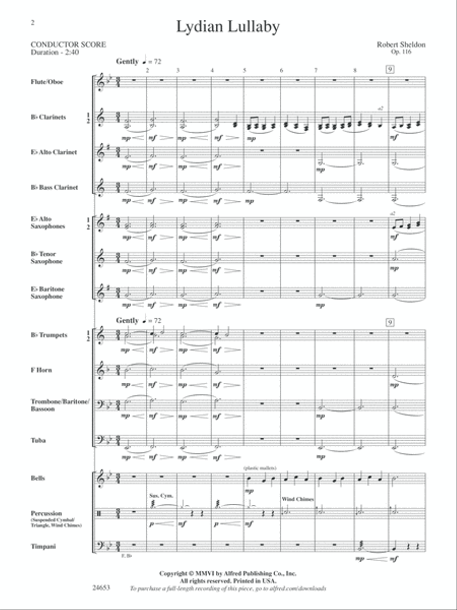 Lydian Lullaby: Score Lydian Lullaby: Score Concert Band scores gallery preview page 2