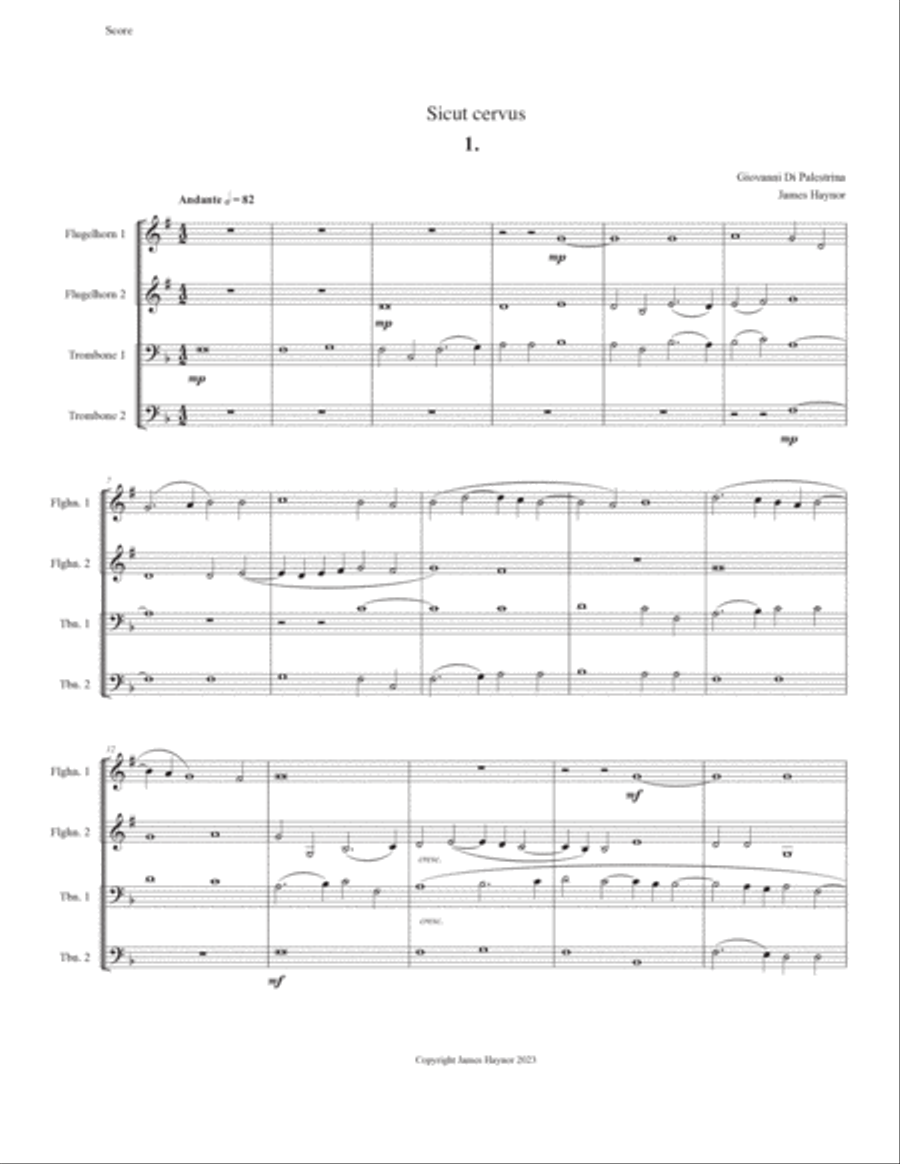 Sicut cervus for Brass Quartet Brass Quartet scores gallery preview page 3