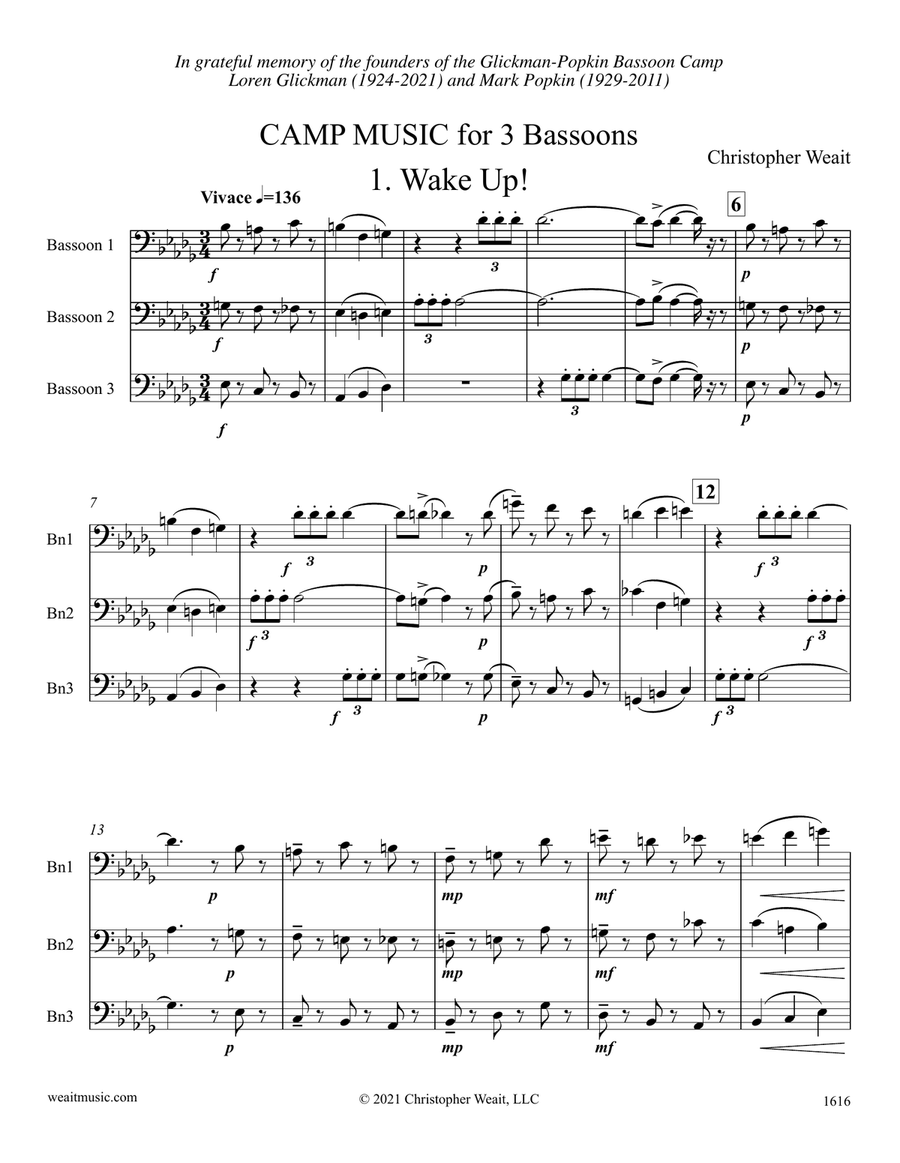 Camp Music for 3 bassoons (6’34) Woodwind Trio scores gallery preview page 2