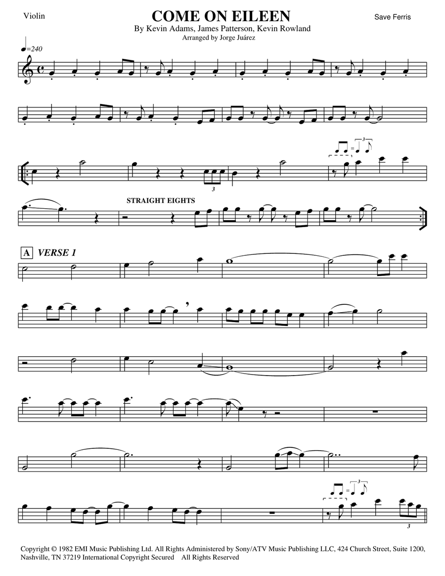 Come On Eileen Violin Solo scores gallery preview page 1