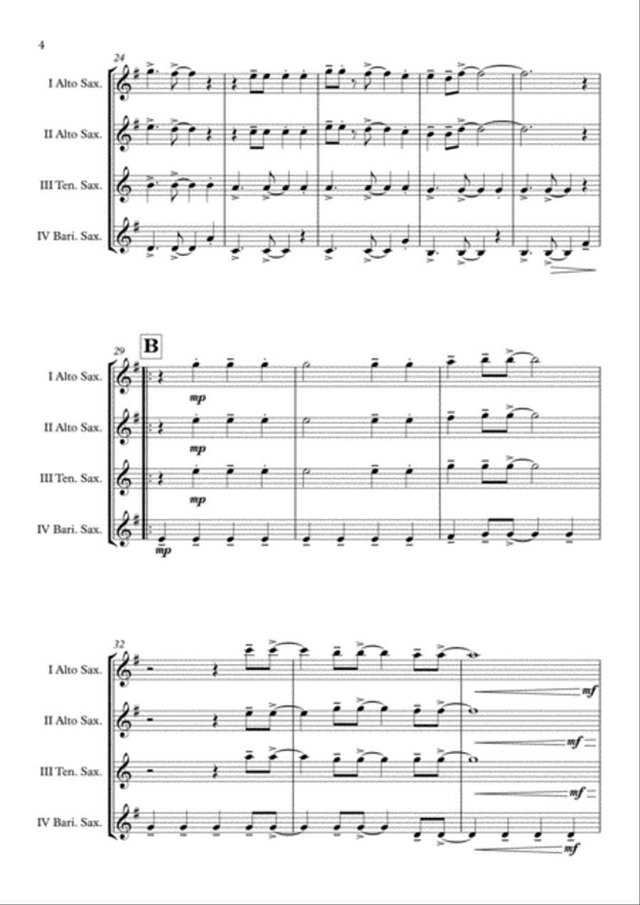Rosanna Rosanna Saxophone Quartet scores gallery preview page 5