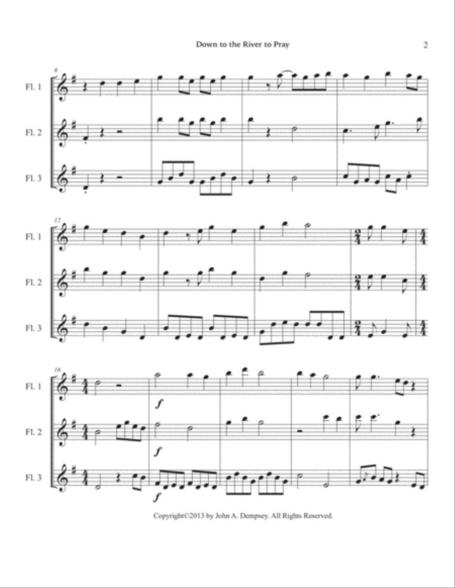Down to the River to Pray (Flute Trio) Flute Trio scores gallery preview page 6