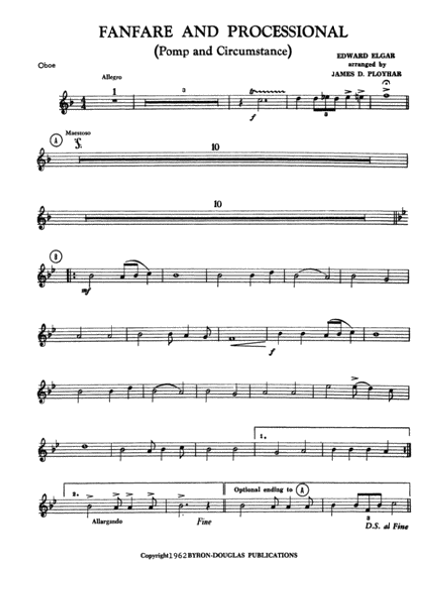 Fanfare, Processional and Recessional: Oboe Concert Band scores gallery preview page 1