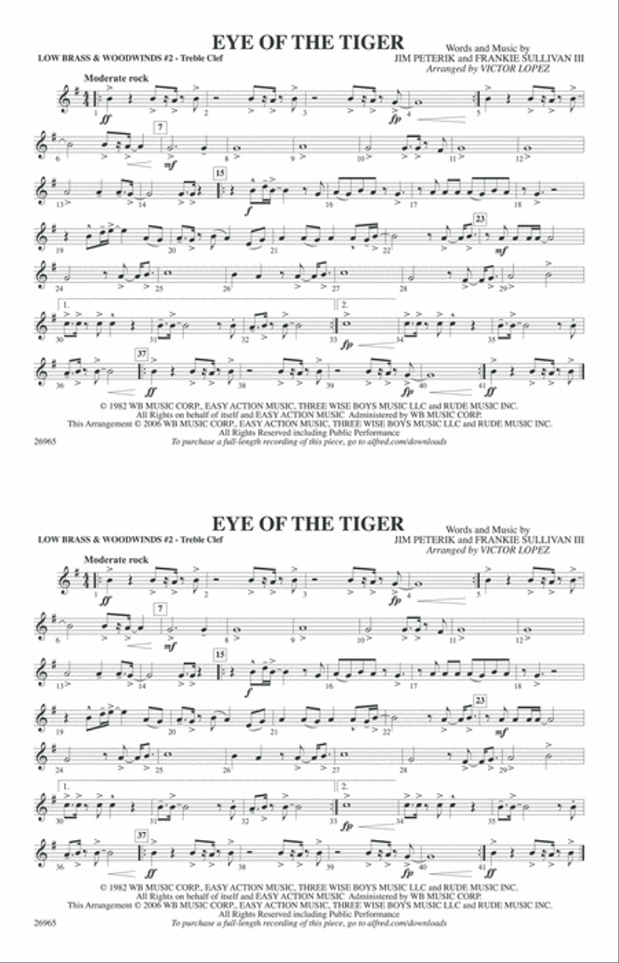 Eye of the Tiger: Low Brass & Woodwinds #2 - Treble Clef Marching Band scores gallery preview page 1