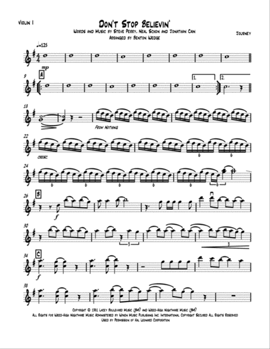 Don't Stop Believin' String Quartet scores gallery preview page 1
