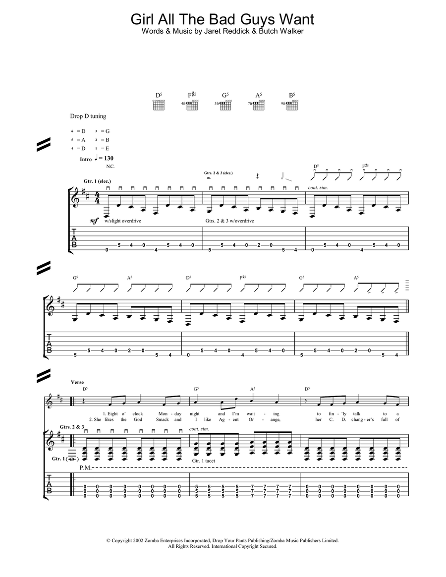 Girl All The Bad Guys Want Acoustic Guitar scores gallery preview page 1