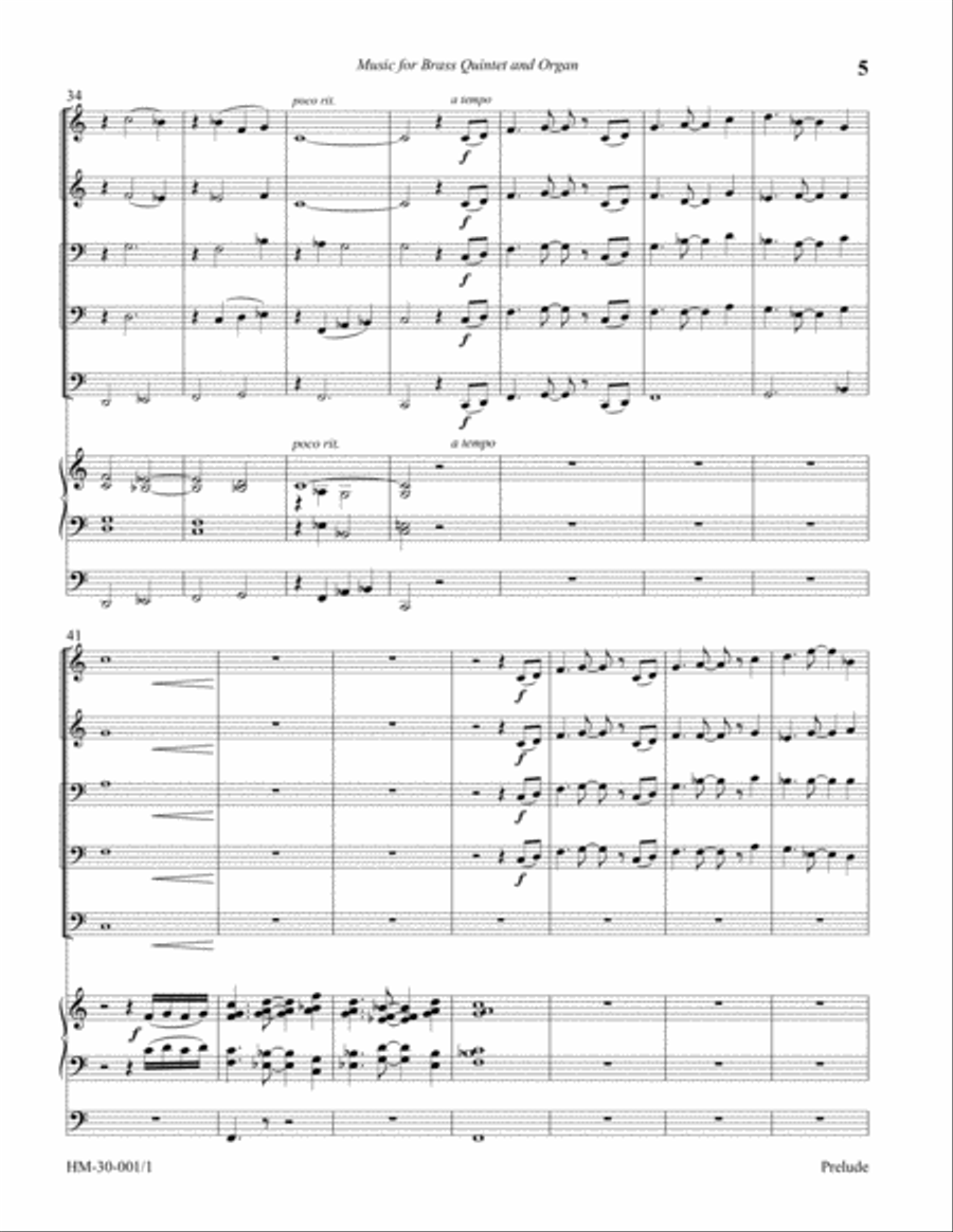 Prelude for Brass Quintet and Organ Small Ensemble scores gallery preview page 5