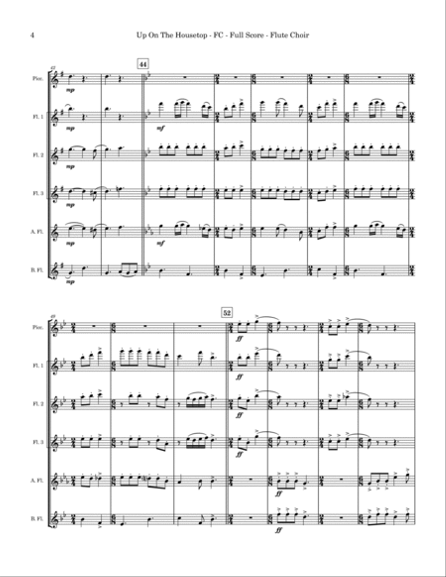 Up on the Housetop (Flute Choir) Flute Choir scores gallery preview page 4