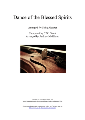 Book cover for Dance of the Blessed Spirits arranged for String Quartet