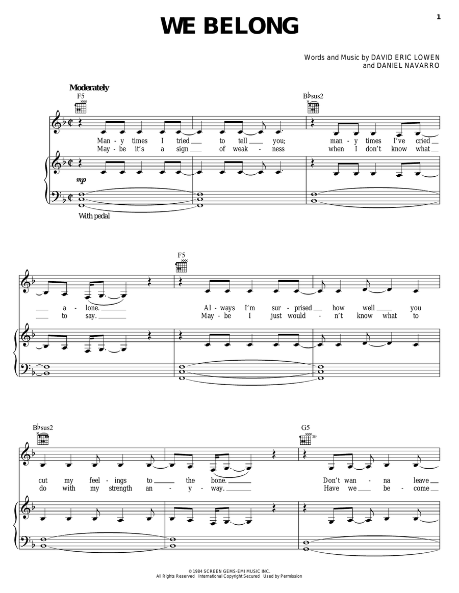 We Belong Piano, Vocal, Guitar scores gallery preview page 1