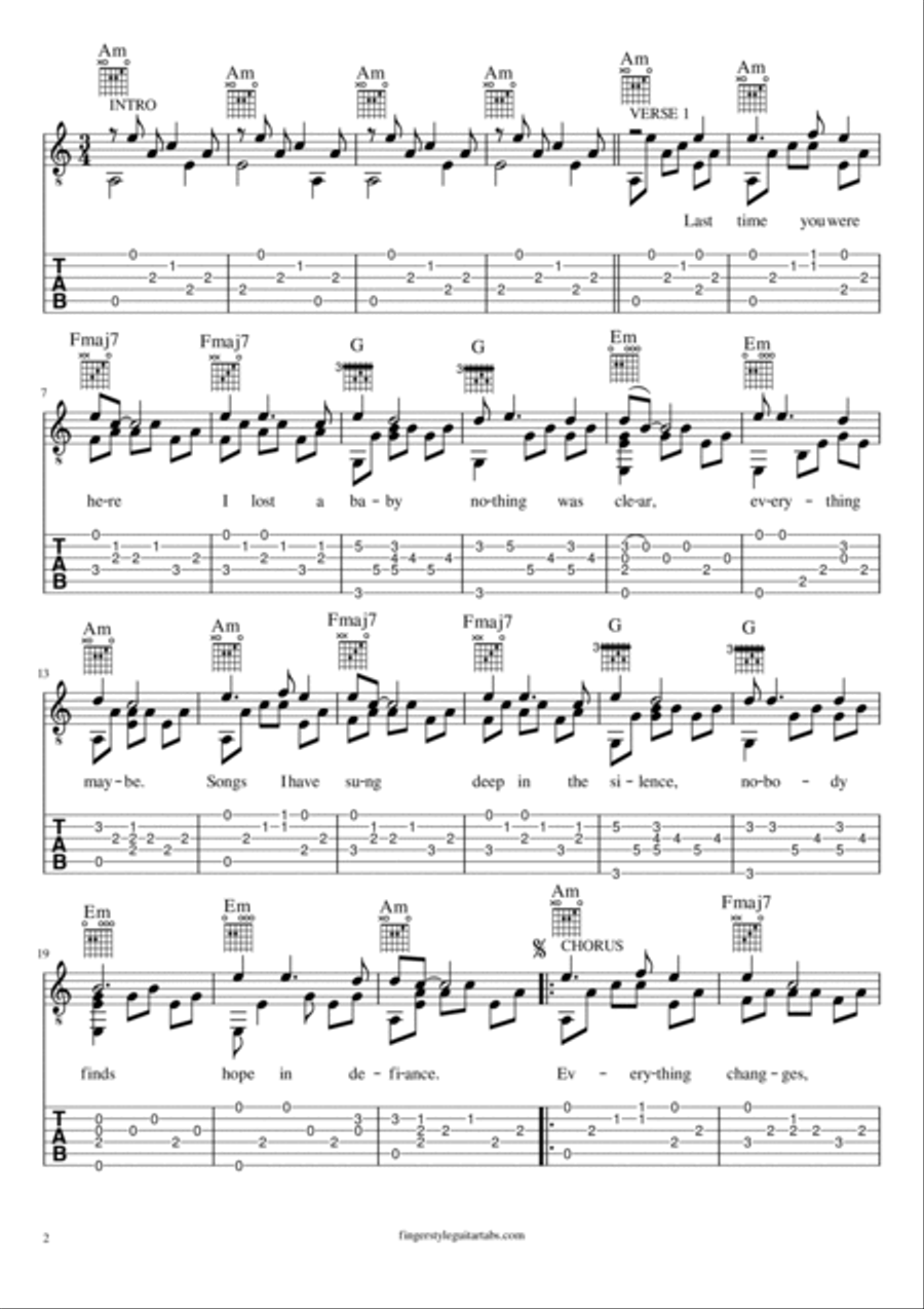 Everything Changes Electric Guitar scores gallery preview page 2