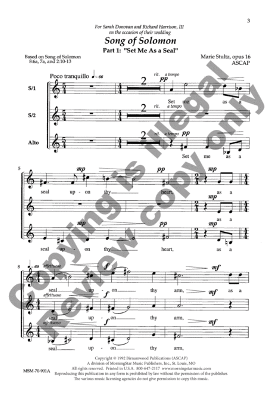 Song of Solomon (Choral Score)