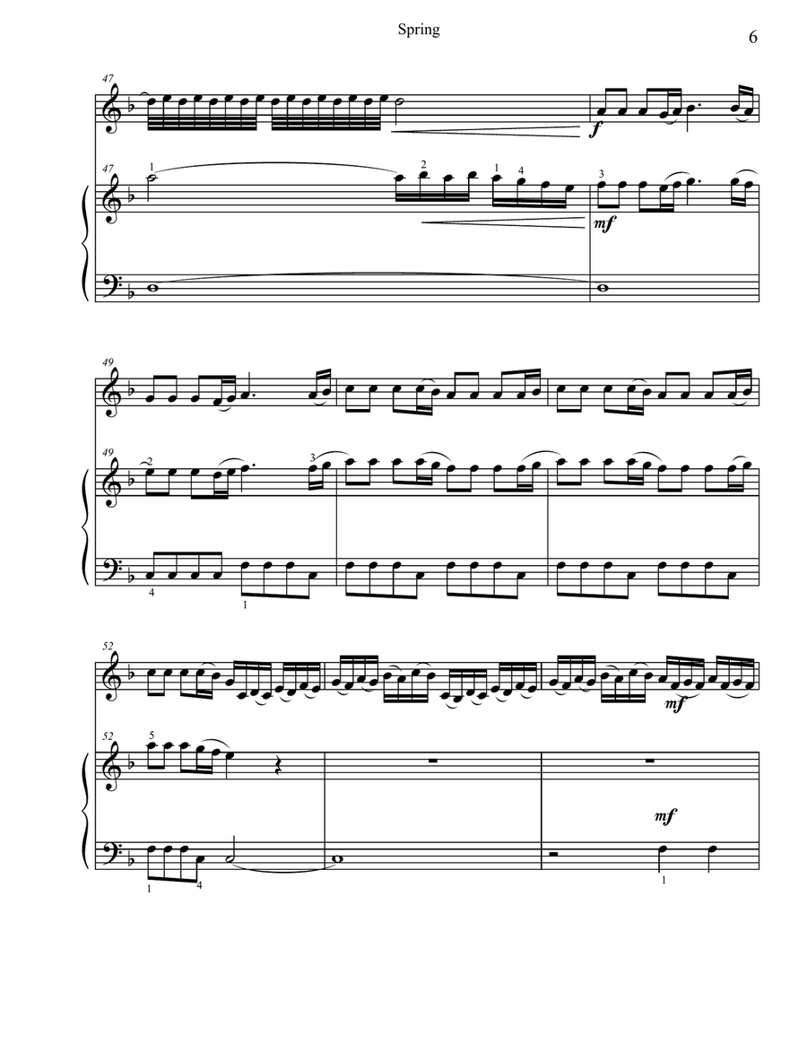 Classical Duets for Violin & Piano: 4 Selections from Vivaldi's Four Seasons Violin Solo scores gallery preview page 6