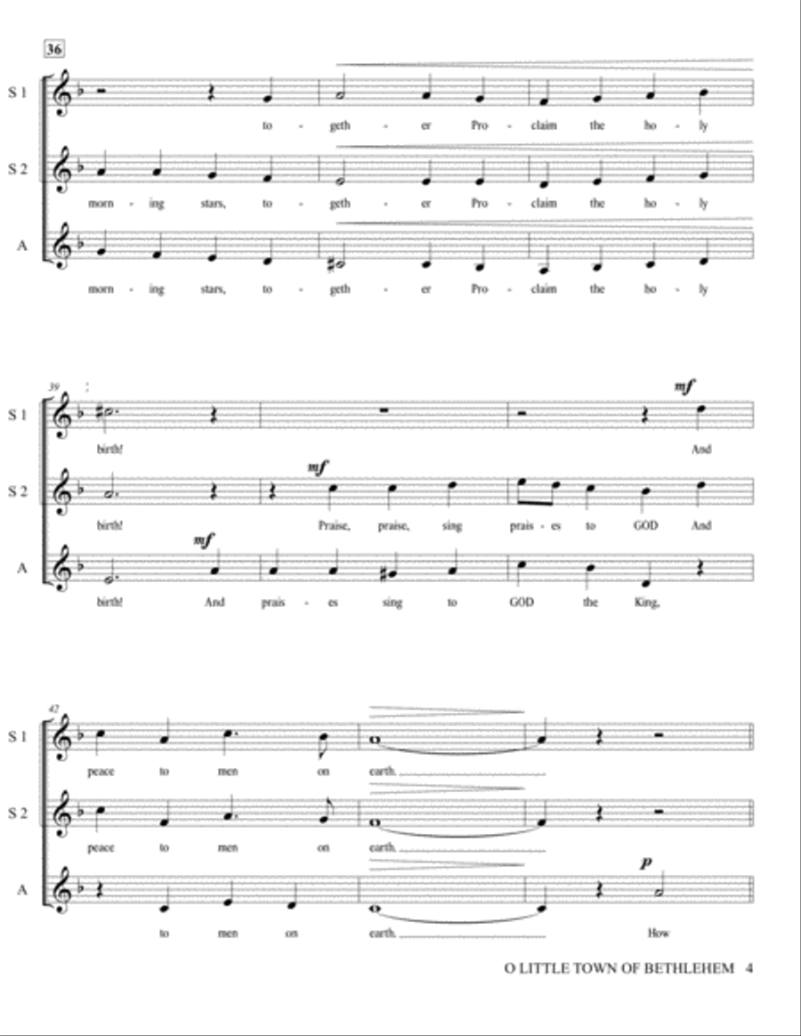 O Little Town of Bethlehem - SSA A Cappella SSA scores gallery preview page 5