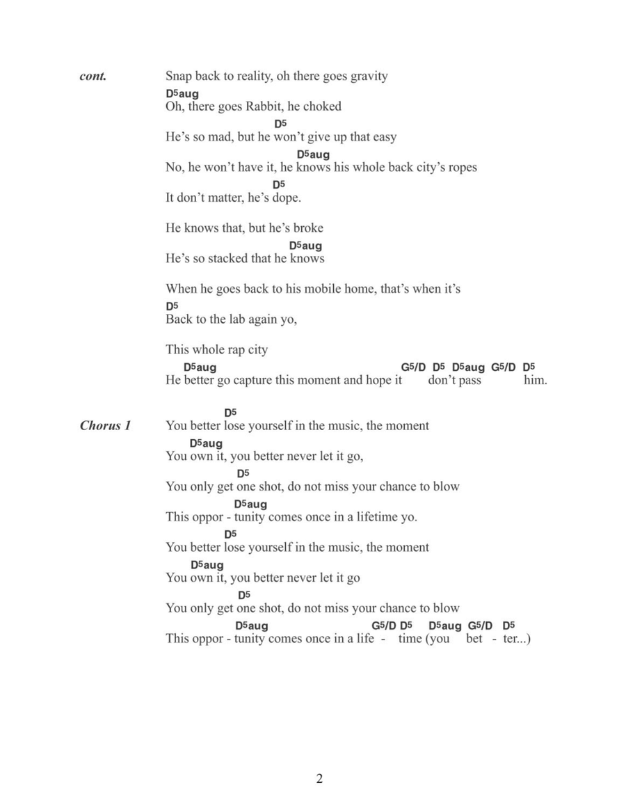 Lose Yourself Acoustic Guitar scores gallery preview page 2