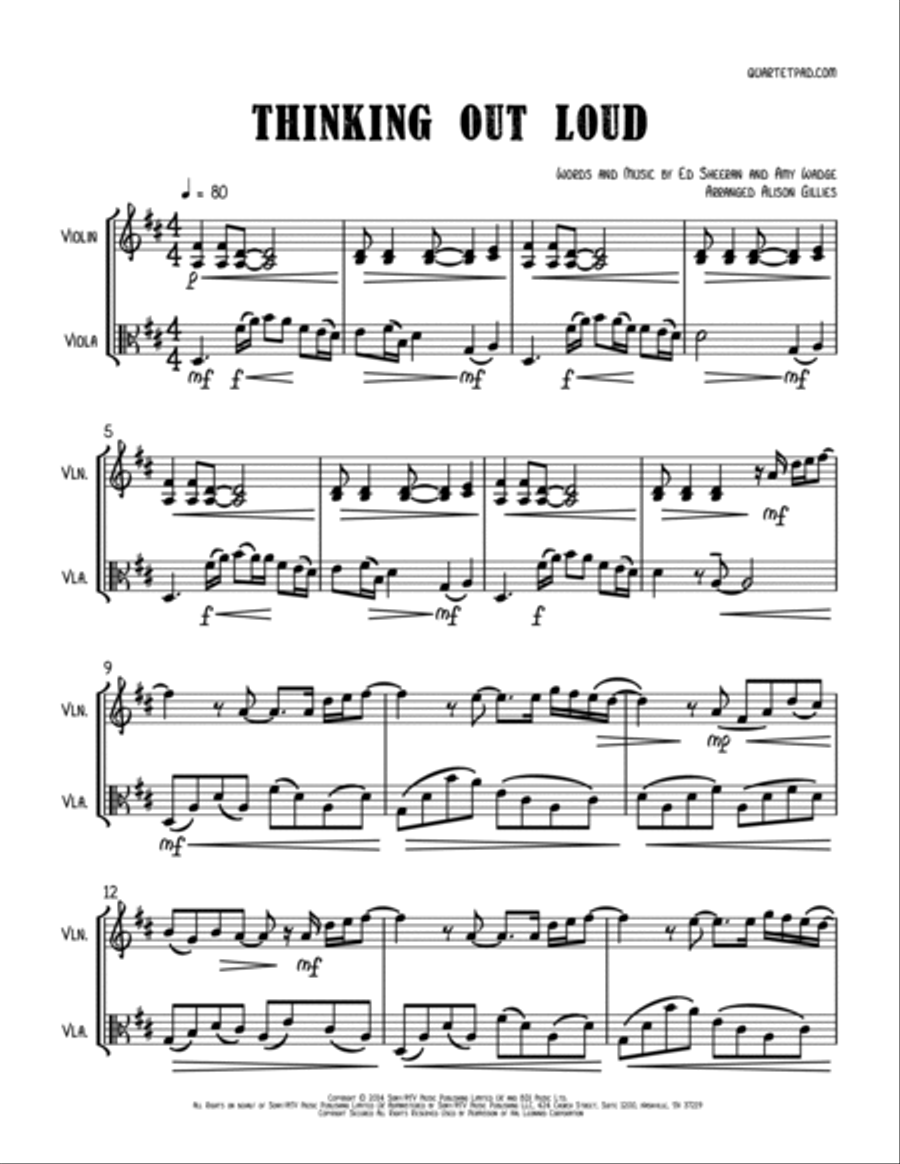 Thinking Out Loud String Duet scores gallery preview page 2