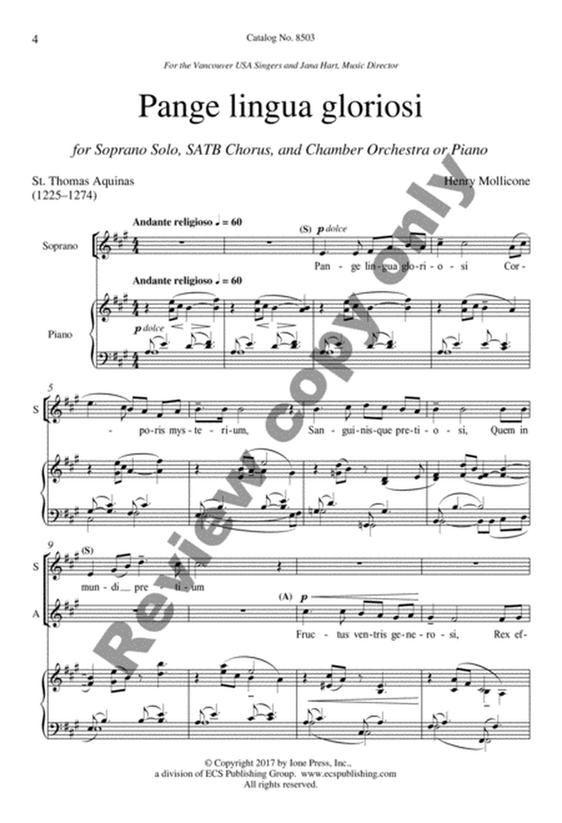 Pange lingua gloriosi from Four Sacred Choruses (Piano/Vocal Score) image number null