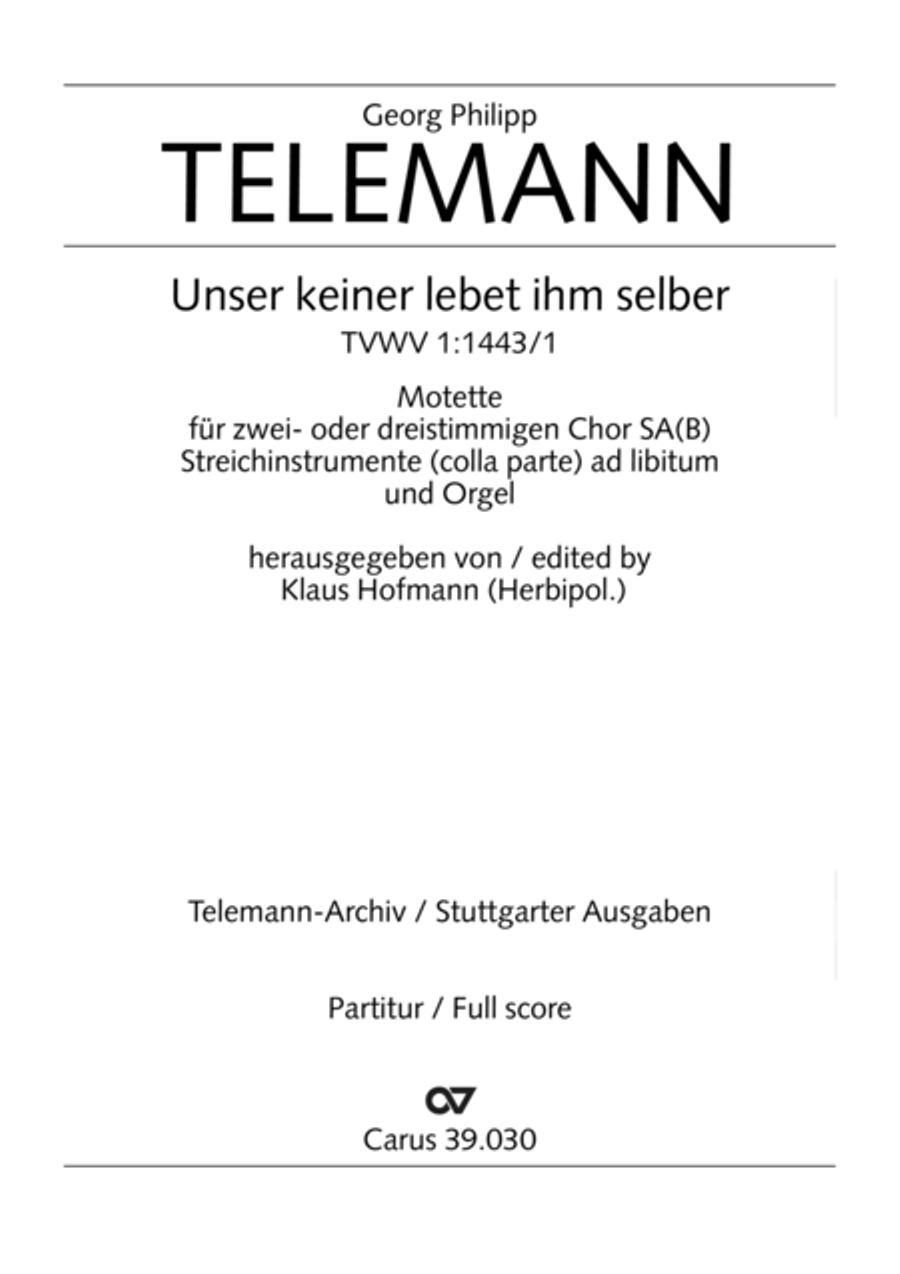 Among us lives for his own sake (Unser keiner lebt ihm selber) SA scores gallery preview page 2