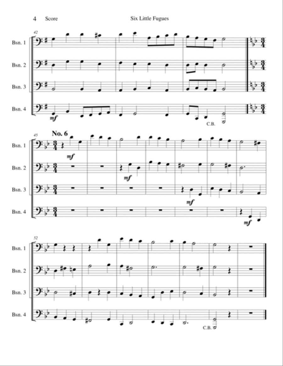 Six Little Fugues - Opus 1 Bassoon Quartet scores gallery preview page 4