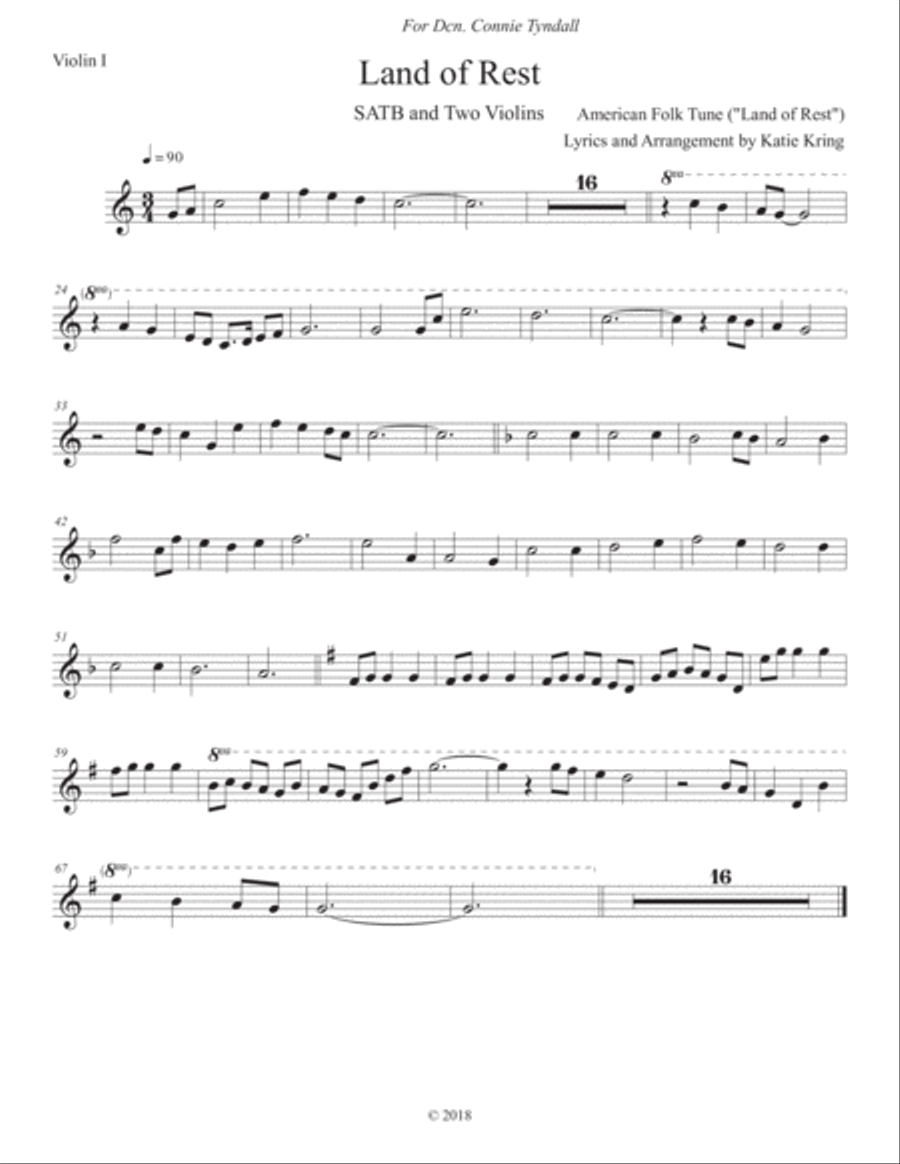 Land of Rest - SATB with Two Violins (Violin Parts) 4-Part scores gallery preview page 1