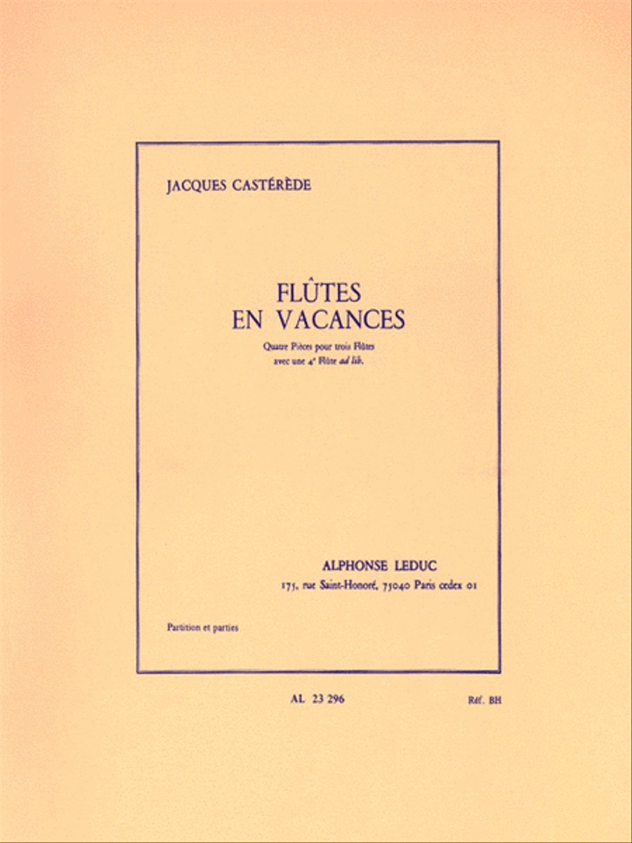 Jacques Casterede - Flutes En Vacances Pour 3 Ou 4 Flutes Flute Quartet scores gallery preview page 1