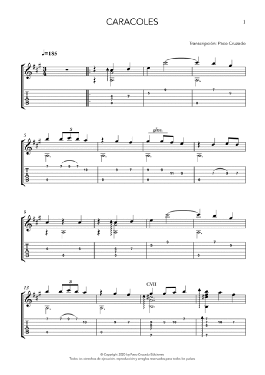 Caracoles Caracoles Classical Guitar scores gallery preview page 3
