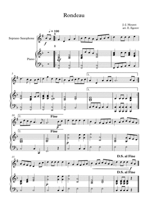Rondeau, Jean-Joseph Mouret, For Soprano Saxophone & Piano