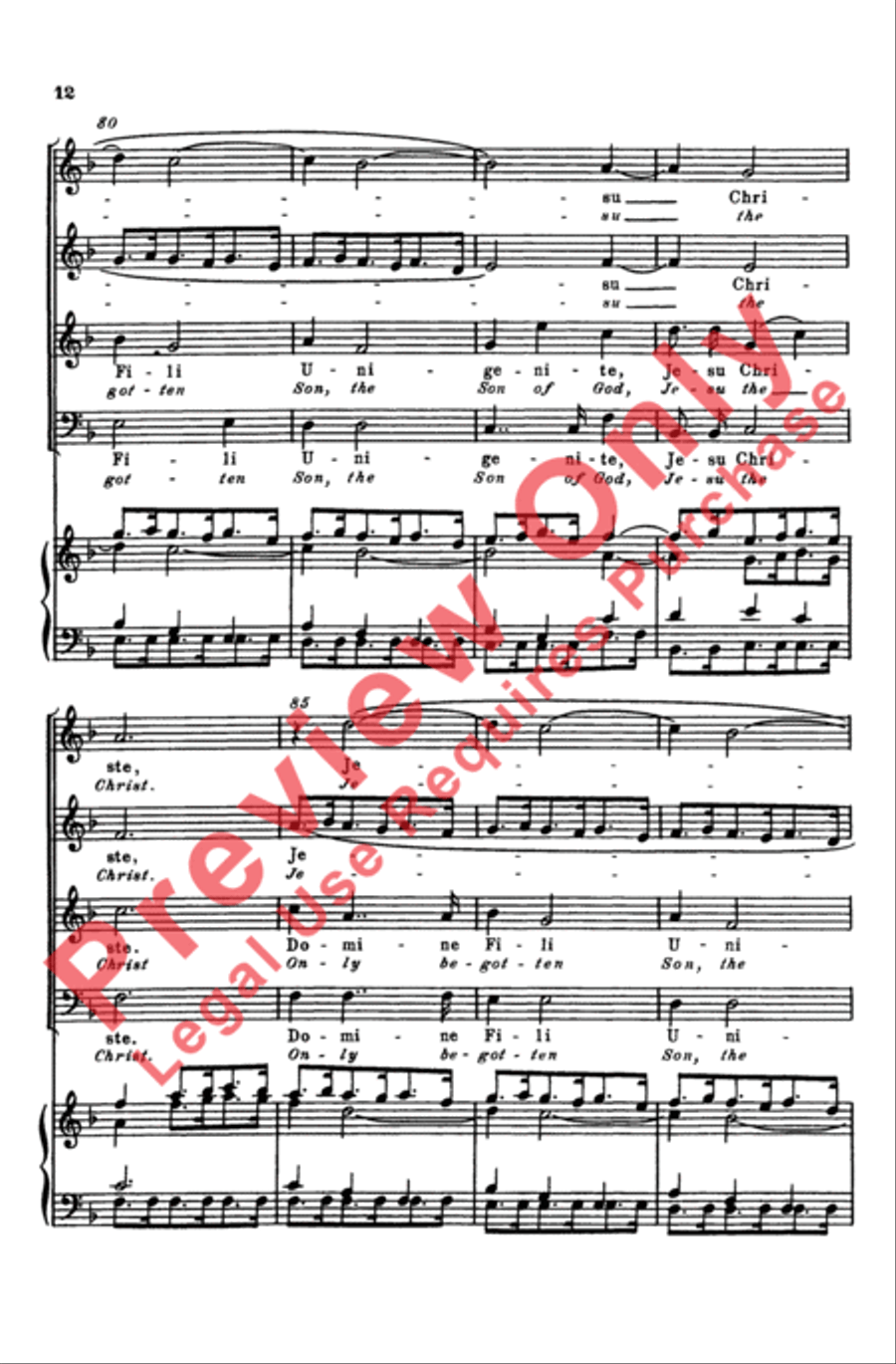 Domine Fili Unigenite (Only Begotten Son of God) 4-Part scores gallery preview page 12