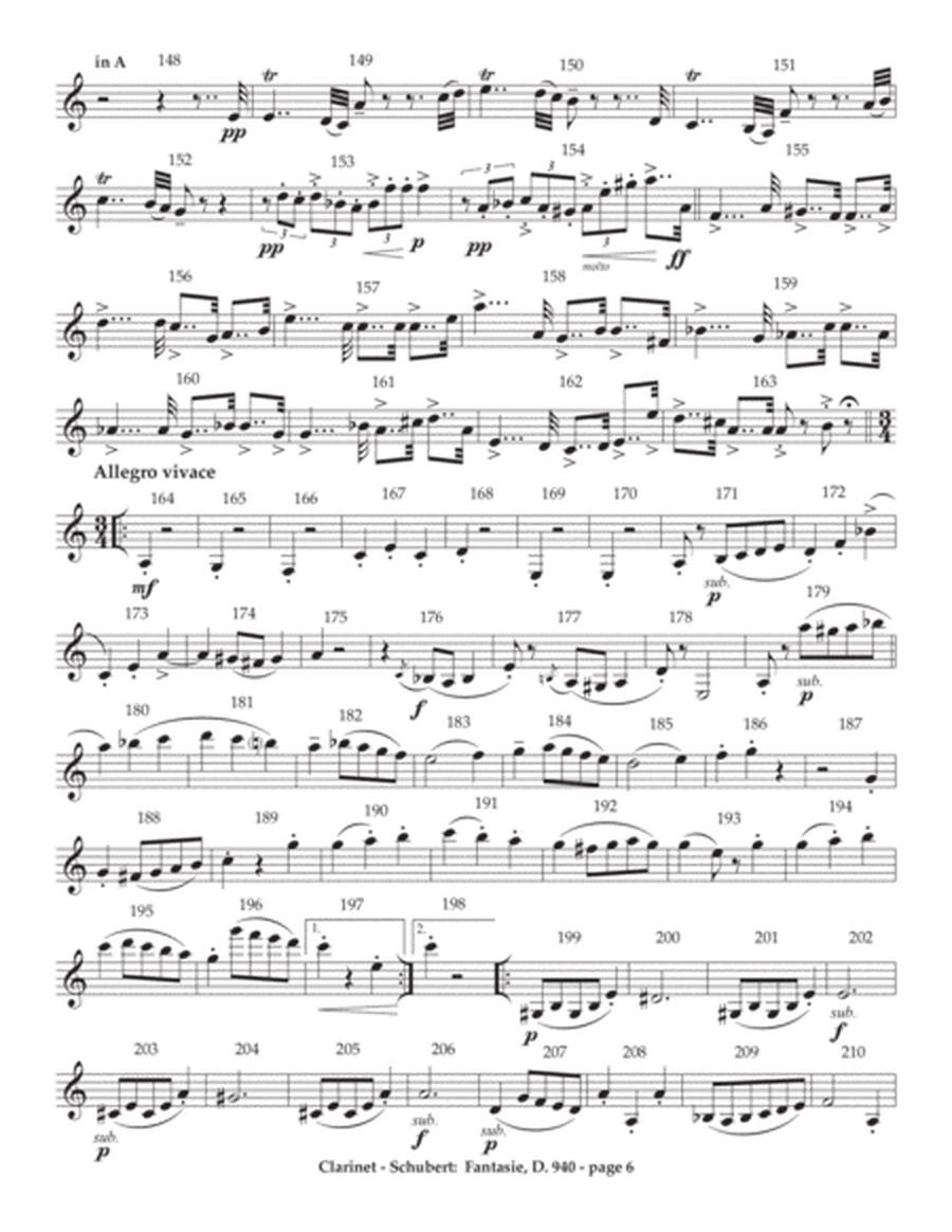 Franz Schubert: Fantasie D. 940 arranged for Violin, Clarinet and Piano