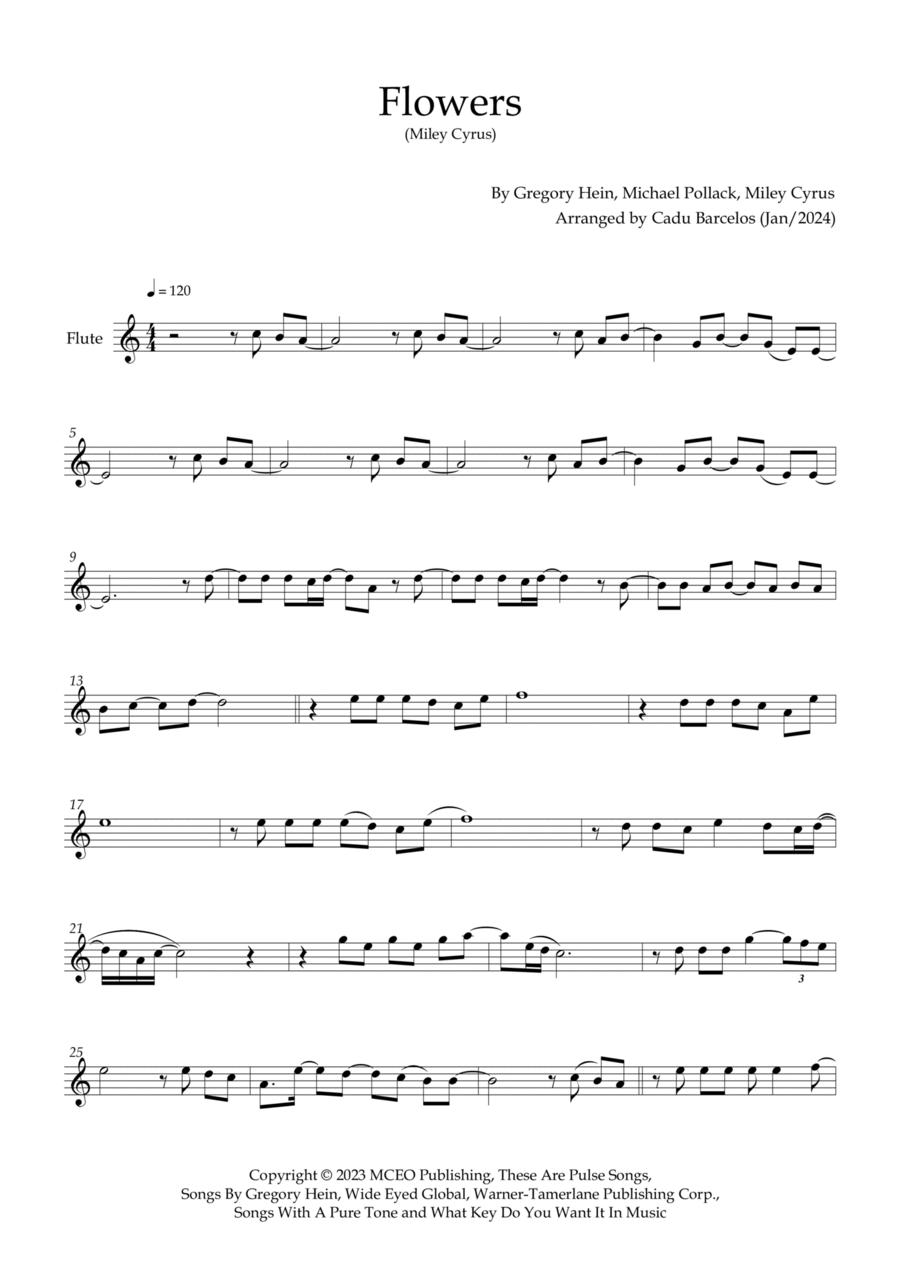 Flowers Flute Solo scores gallery preview page 1