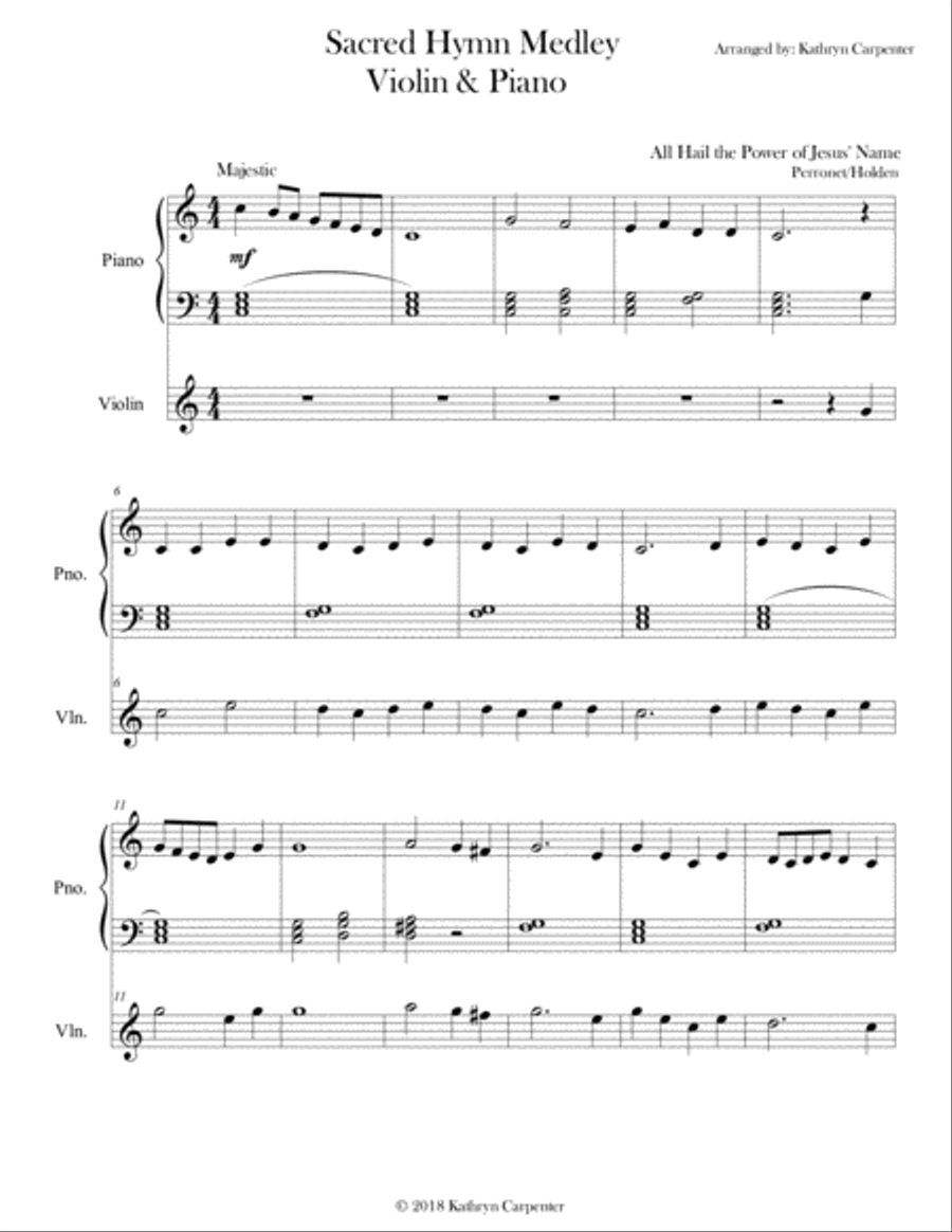 Sacred Hymn Medley (Easy Piano & Violin) image number null