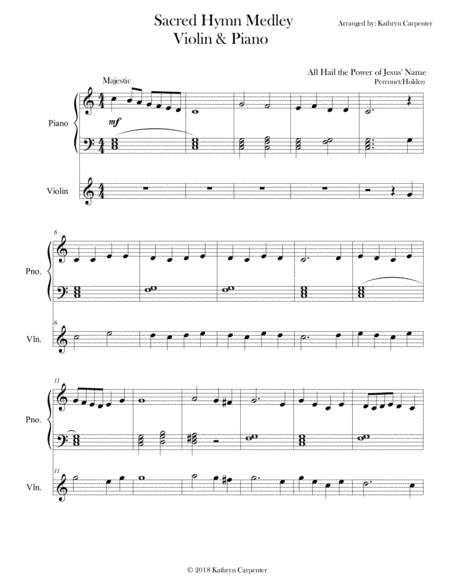 Sacred Hymn Medley (Easy Piano & Violin) image number null