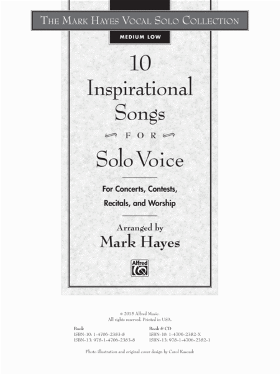 The Mark Hayes Vocal Solo Collection -- 10 Inspirational Songs for Solo Voice image number null